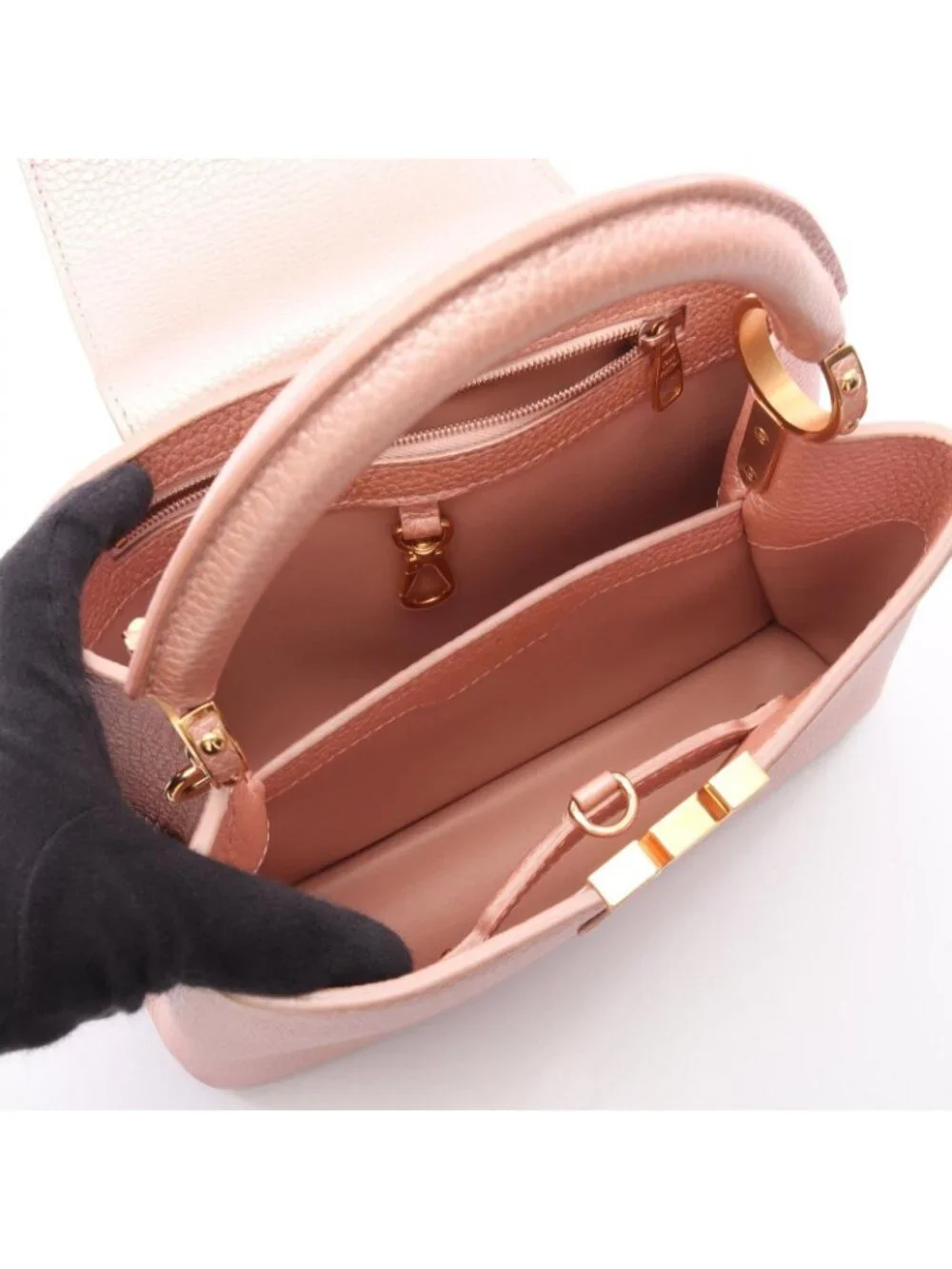 Louis Vuitton Handbag Capucines BB 2-Way Metallic Pink Leather